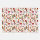 Feuille De Papier Cadeau Motif des icônes hippie (Devant 2)