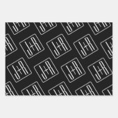 Feuille De Papier Cadeau Motif des initiales Mariages modernes | Noir & Bla (Devant 2)