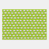 Feuille De Papier Cadeau Motif des moutons - Blanc noir et vert (Devant 3)