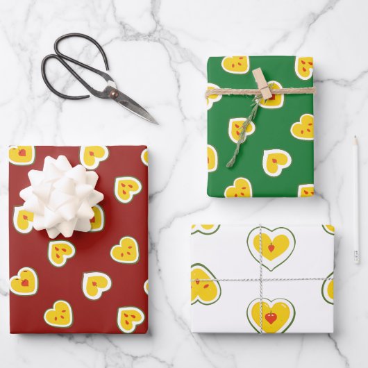 Feuille De Papier Cadeau Motif des pommes cardiaques (Recto)