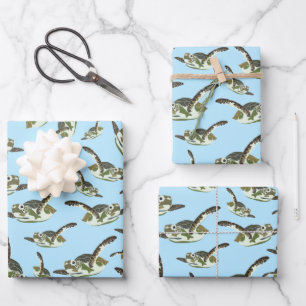 Feuille De Papier Cadeau Motif des Tortues de mer