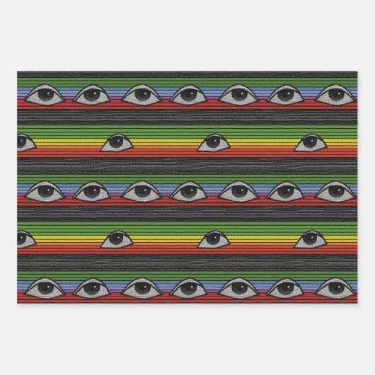Feuille De Papier Cadeau Motif des yeux psychédéliques (Devant)