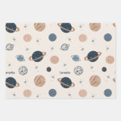 Feuille De Papier Cadeau Motif d'esquisse Planètes système solaire (Devant 2)