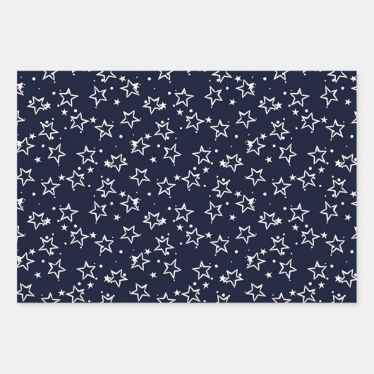 Feuille De Papier Cadeau Motif d'étoiles (Devant)