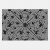 Feuille De Papier Cadeau Motif d'Halloween Black White araignées (Devant 3)