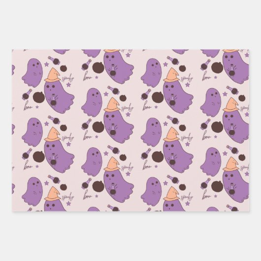 Feuille De Papier Cadeau Motif d'Halloween Éffrayant (Devant 3)