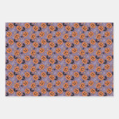 Feuille De Papier Cadeau Motif d'Halloween violet Jack-O-lanterne (Devant)