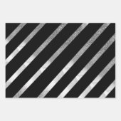 Feuille De Papier Cadeau Motif Diagonal Noir Et Argent (Devant 3)