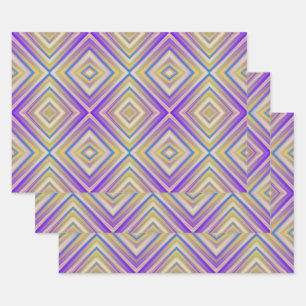 Feuille De Papier Cadeau Motif diamant alternatif Indigo Purple