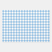 Feuille De Papier Cadeau Motif diamant de damier bleu et blanc (Devant 3)