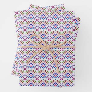 Feuille De Papier Cadeau Motif diamant géométrique ethnique pastel moderne