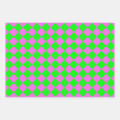 Feuille De Papier Cadeau Motif diamant Pink Green Checker (Devant 3)
