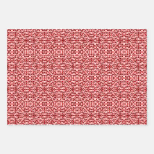 Feuille De Papier Cadeau Motif diamant, rouge, noir/blanc et bleu Cobalt (Devant)