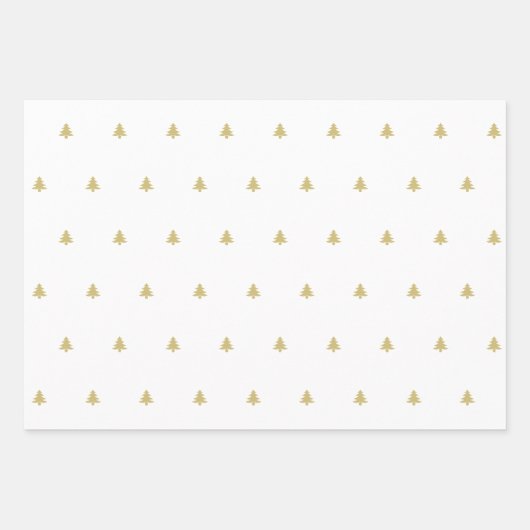 Feuille De Papier Cadeau Motif d'icône simple Gold/White Christmas Tree (Devant)