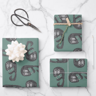 Feuille De Papier Cadeau Motif d'illustration de serpent à dessin manuel