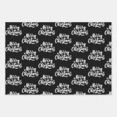 Feuille De Papier Cadeau Motif d'illustrations en noir rouge (Devant 3)