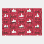 Feuille De Papier Cadeau Motif d'illustrations en rouge noir blanc (Devant)