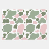 Feuille De Papier Cadeau Motif d'impression de vache rose et verte de taill (Devant 2)
