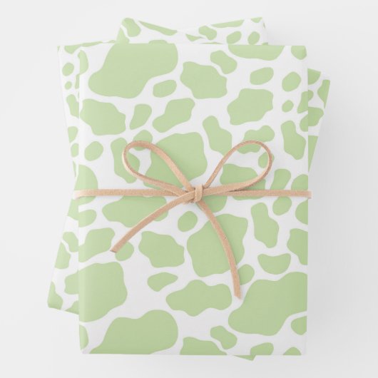 Feuille De Papier Cadeau Motif d'impression esthétique Pastel Green Cow (En situation)