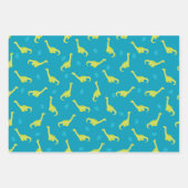 Feuille De Papier Cadeau Motif Dinosaur bleu (Devant)