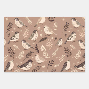 Feuille De Papier Cadeau Motif d'oiseaux lunaires