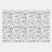 Feuille De Papier Cadeau Motif doodé noir et blanc (Devant 3)
