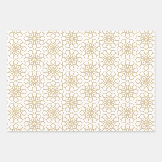 Feuille De Papier Cadeau Motif d'or beige sans couture arabesque (Devant)
