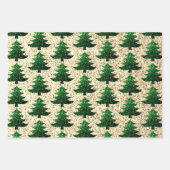 Feuille De Papier Cadeau Motif d'or vert d'arbre de Noël (Devant 2)