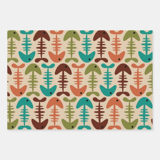 Feuille De Papier Cadeau Motif d'os de poisson mignon (Devant)