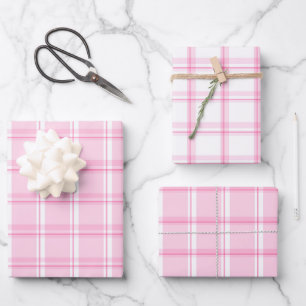 Feuille De Papier Cadeau Motif doux rose et blanc Plaid