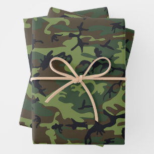 Feuille De Papier Cadeau Motif du Camouflage Vert, Motif militaire, Armée