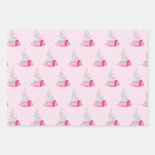 Feuille De Papier Cadeau Motif du château rose (Devant)