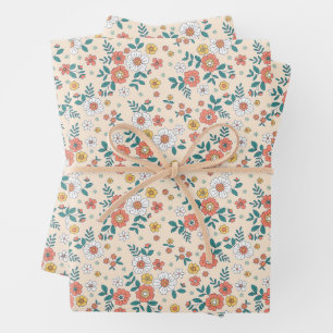 Feuille De Papier Cadeau Motif du jardin de fleurs de corail