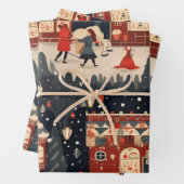 Feuille De Papier Cadeau Motif du marché de Noël festif (En situation)