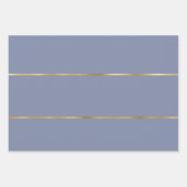 Feuille De Papier Cadeau Motif Dusty Blue Gold Stripe (Devant)