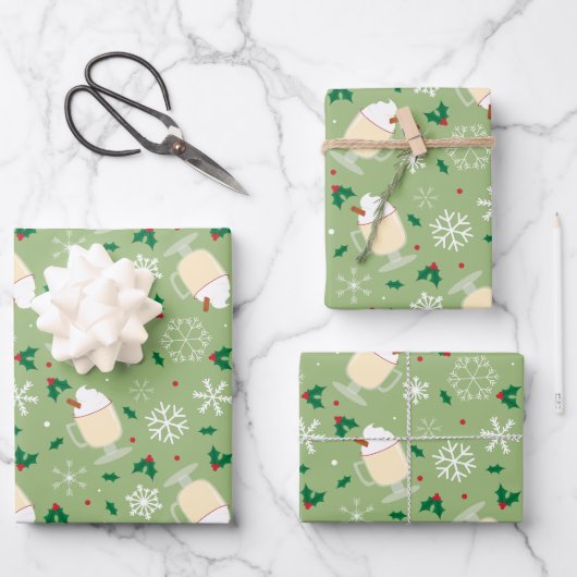 Feuille De Papier Cadeau Motif Eggnog (Recto)