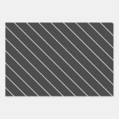 Feuille De Papier Cadeau Motif élégant à rayures grises et blanches (Devant 3)