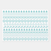 Feuille De Papier Cadeau Motif emblématique de Noël Aqua/White (Devant 2)