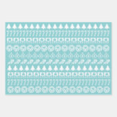 Feuille De Papier Cadeau Motif emblématique de Noël Aqua/White (Devant)