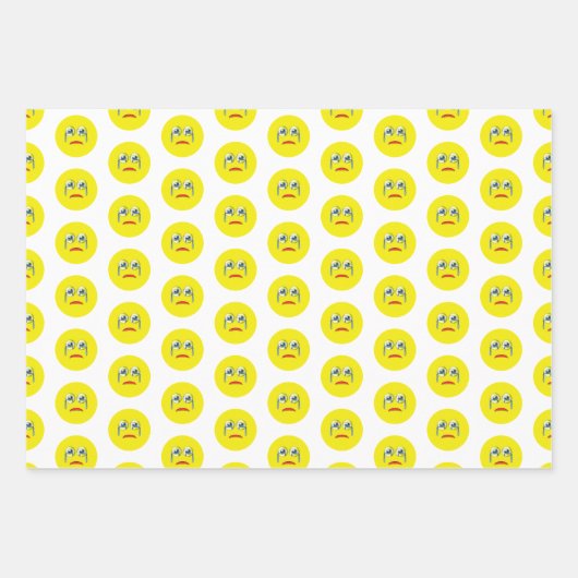 Feuille De Papier Cadeau Motif Emoji en Pleure triste (Devant)
