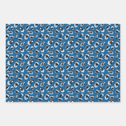 Feuille De Papier Cadeau Motif Empreinte de léopard animal bleu (Devant 3)