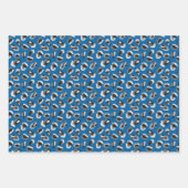 Feuille De Papier Cadeau Motif Empreinte de léopard animal bleu (Devant 2)