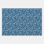 Feuille De Papier Cadeau Motif Empreinte de léopard animal bleu (Devant)