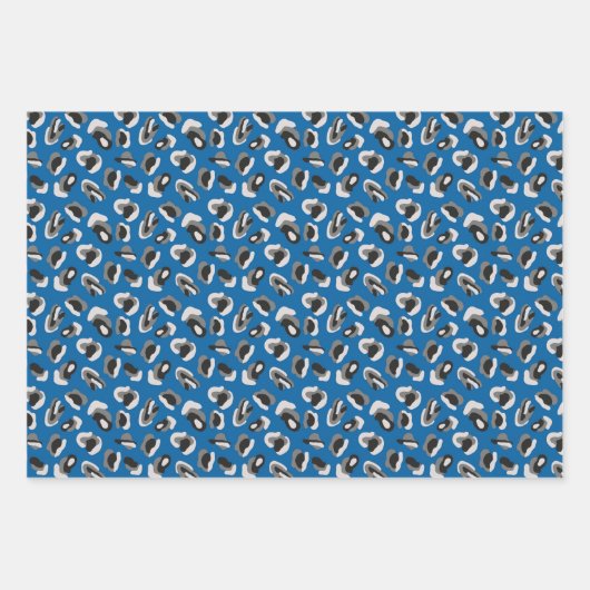 Feuille De Papier Cadeau Motif Empreinte de léopard animal bleu (Devant)