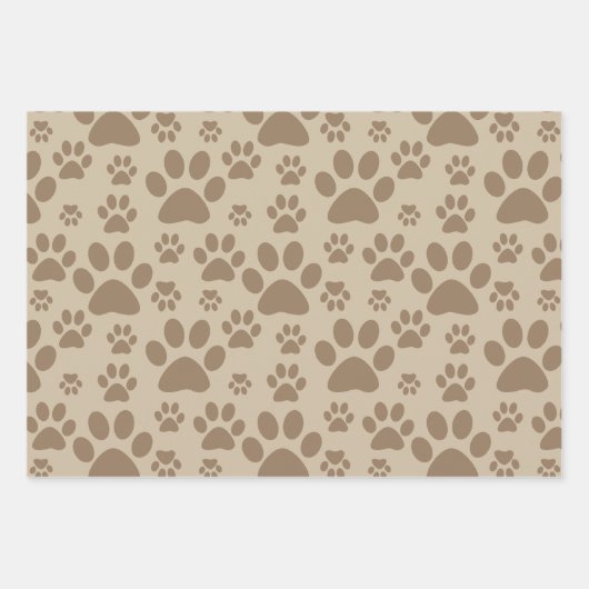 Feuille De Papier Cadeau Motif Empreinte de patte Brown (Devant)