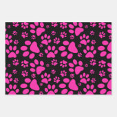 Feuille De Papier Cadeau Motif Empreinte de patte de chien| Rose (Devant 2)