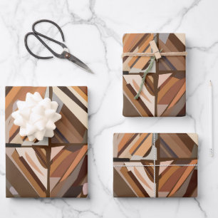 Feuille De Papier Cadeau Motif en bois de diamant géométrique moderne