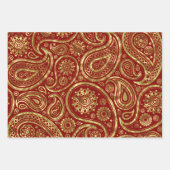 Feuille De Papier Cadeau Motif en cachemire or (Devant)