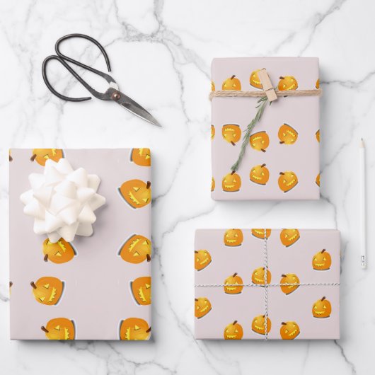 Feuille De Papier Cadeau Motif en chef citrouille orange (Recto)