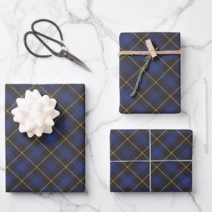 Feuille De Papier Cadeau Motif en diagonale en or noir bleu de ferme
